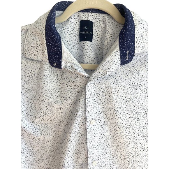Tailorbyrd Other - Tailorbyrd Men's Button- Down Long Sleeve White Blue Speckles Dress Shirt Size L